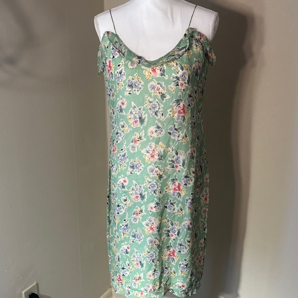 Ralph Lauren Green Floral Midi Dress